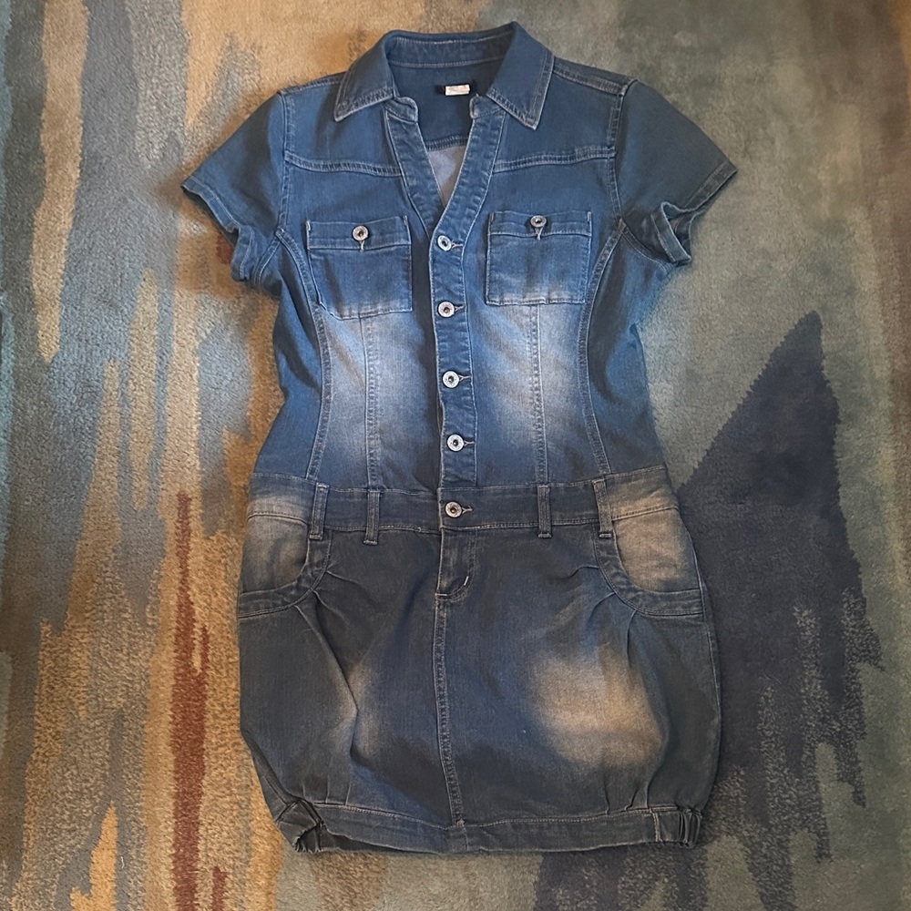 VENUS Denim Button-Up Mini Dress